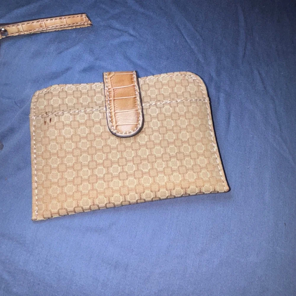 Vintage Y2K Nine West Baguette Shoulder Bag Tan Geo Canvas With Matching Wallet - Picture 5 of 8